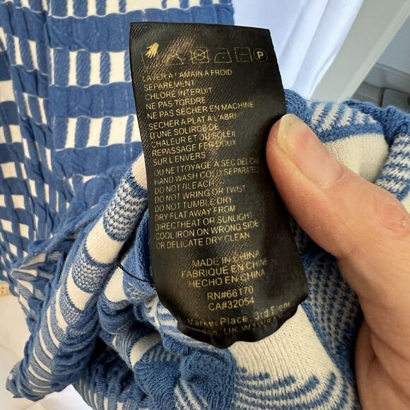 Anthropologie Troubadour Gingham Garden Dress Small‎ Blue White Soft Knit A-Line - Picture 7 of 13